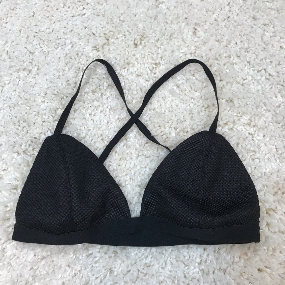 Black Textured Strappy Bralette